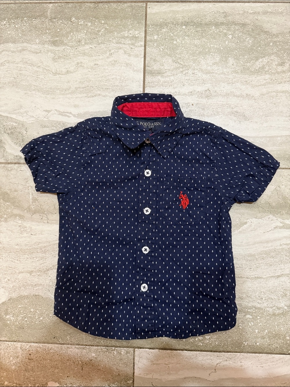 U.S. Polo Assn. Navy Short-Sleeve Button-Down with Red Logo